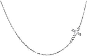 img 4 attached to 💎 Sleek and Stunning Sterling Silver Sideways Pendant Necklace