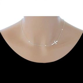 img 2 attached to 💎 Sleek and Stunning Sterling Silver Sideways Pendant Necklace