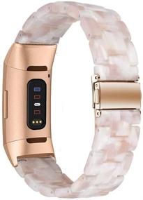 img 3 attached to 🌈 Stylish iLVANYA Resin Watchband for Fitbit Charge 3/4/3 SE – Vibrant Resin Strap with Stainless Steel Buckle Bracelet for Women and Men – Multi Color (Pink)