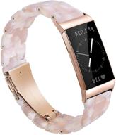 🌈 stylish ilvanya resin watchband for fitbit charge 3/4/3 se – vibrant resin strap with stainless steel buckle bracelet for women and men – multi color (pink) logo