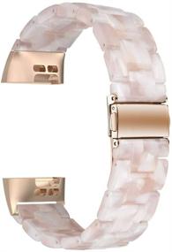 img 1 attached to 🌈 Stylish iLVANYA Resin Watchband for Fitbit Charge 3/4/3 SE – Vibrant Resin Strap with Stainless Steel Buckle Bracelet for Women and Men – Multi Color (Pink)