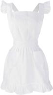 👗 lilments retro adjustable ruffle apron: versatile kitchen cooking, baking, and cleaning maid costume in elegant white design logo