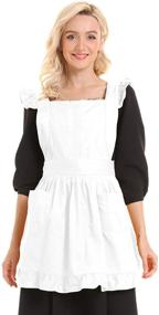 img 3 attached to 👗 LilMents Retro Adjustable Ruffle Apron: Versatile Kitchen Cooking, Baking, and Cleaning Maid Costume in Elegant White Design