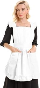 img 2 attached to 👗 LilMents Retro Adjustable Ruffle Apron: Versatile Kitchen Cooking, Baking, and Cleaning Maid Costume in Elegant White Design