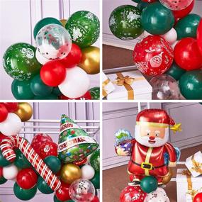 img 3 attached to 100 pcs PartyWoo Christmas Balloons: Red Green Balloon Set, Tree Foil & Santa Claus Balloons, Perfect for Xmas Garland & Holiday Party Decorations