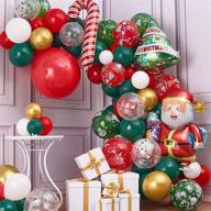 100 pcs partywoo christmas balloons: red green balloon set, tree foil & santa claus balloons, perfect for xmas garland & holiday party decorations логотип