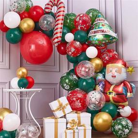 img 4 attached to 100 pcs PartyWoo Christmas Balloons: Red Green Balloon Set, Tree Foil & Santa Claus Balloons, Perfect for Xmas Garland & Holiday Party Decorations