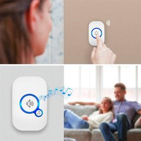 img 1 attached to 🔔 Waterproof Wireless Doorbell Chime Kit, 32 Melodies, Adjustable Volume (4 Levels), LED Flash Indicator, 2 Push Buttons & 1 Plug-in Receiver