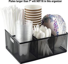 img 3 attached to Eltow Cutlery Utensil Holder - 5 Slot Organizer Caddy for Cups, Forks, Spoons, Plates, Napkins, Condiments and More - Mesh Silverware Holder for Efficient Kitchen Organization and Home Décor