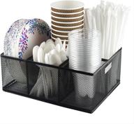 eltow cutlery utensil holder - 5 slot organizer caddy for cups, forks, spoons, plates, napkins, condiments and more - mesh silverware holder for efficient kitchen organization and home décor logo