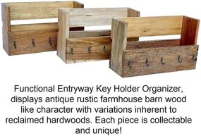 img 1 attached to 🔑 Wrightmart Key, Wallet &amp; Mail Holder: Wall Mounted Entryway Organizer with 5 Hanger Hooks, Hanging Pocket for Secure Storage - Farmhouse Style Décor, Made of Reclaimed Wood, Natural Finish