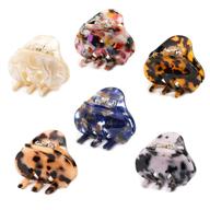 🐆 dearper 6 pack hair claw clips for women: leopard print french design barrettes, strong hold for thin to medium hair logo