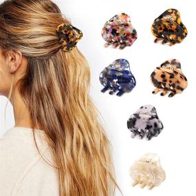 img 2 attached to 🐆 DEARPER 6 Pack Hair Claw Clips for Women: Leopard Print French Design Barrettes, Strong Hold for Thin to Medium Hair