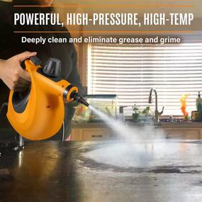 img 3 attached to Chemical-Free Pressure Steam Cleaner for Home Use Furniture and Car Cleaning - Portable Handheld Steamer Cleaner with 11-Piece Accessories