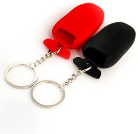 img 1 attached to 🔑 Enhance Protection with 2-Pack Silicone Tesla Key Fob Covers for Model S/ Model 3 (Red+Black)