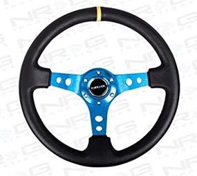 img 1 attached to 🔵 NRG Innovations ST-006R-BL-Y 350mm Sport Steering Wheel (3-inch Deep) - Blue with Center Marking