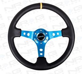 img 4 attached to 🔵 NRG Innovations ST-006R-BL-Y 350mm Sport Steering Wheel (3-inch Deep) - Blue with Center Marking