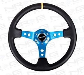 img 2 attached to 🔵 NRG Innovations ST-006R-BL-Y 350mm Sport Steering Wheel (3-inch Deep) - Blue with Center Marking