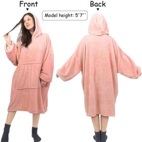 img 3 attached to 👚 Super Cozy Fleece Wearable Blanket Hoodie with Sleeves - Oversized Hoodie Sweatshirt Blanket for Women and Adults, Light Pink with Giant Pocket