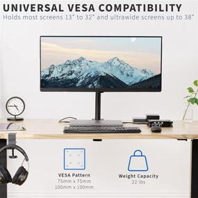 img 3 attached to 💻 VIVO Full Motion Single Monitor Desk Mount Stand with Dual Center Arm Joint, Holds 1 Screen up to 22lbs - VESA 75x75mm or 100x100mm, Black (STAND-V101D)