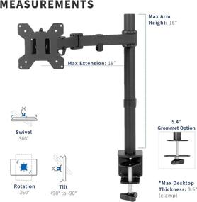 img 2 attached to 💻 VIVO Full Motion Single Monitor Desk Mount Stand with Dual Center Arm Joint, Holds 1 Screen up to 22lbs - VESA 75x75mm or 100x100mm, Black (STAND-V101D)