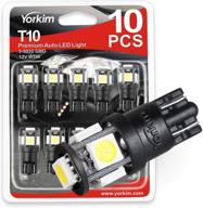 🔆 yorkim t10 led bulbs 6500k xeron white non polarity 6th generation - bright interior car lights - pack of 10 logo