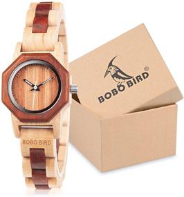 img 1 attached to 🌸 BOBO BIRD Women's 27MM Handcrafted Wooden Watch | Elegant Lightweight Wristwatch | Natural Red Sandalwood with Bracelet Clasp | Watches with Gift Box