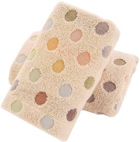 img 4 attached to 🌟 Pidada 100% Cotton Hand Towels: Super Soft & Highly Absorbent, Polka Dot Pattern, Bathroom Towel Set of 2 - Brown (13.4 x 30 Inch)
