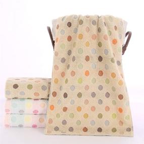 img 3 attached to 🌟 Pidada 100% Cotton Hand Towels: Super Soft & Highly Absorbent, Polka Dot Pattern, Bathroom Towel Set of 2 - Brown (13.4 x 30 Inch)