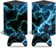 domilina xbox series x skin stickers - full body vinyl decal cover for microsoft xbox series x console & controllers - blue clouds logo