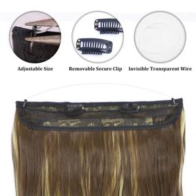 img 1 attached to 💁 AISI BEAUTY 16 Inch Synthetic Halo Hair Extensions - Invisible Transparent Wire, Curly Hair Extension Highlights, Crown Hairpiece for Women - Medium Chestnut Brown Mix Bleach Blonde Shade