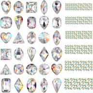 bememo 2000 pieces 3d crystal ab color rhinestones nail art diy crafts gemstones bundle with 30 nail art metal gem stones - total 2030 pieces (clear style) logo