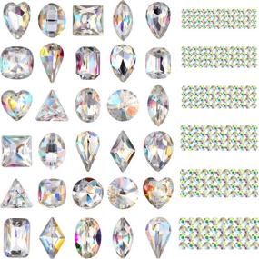 img 4 attached to Bememo 2000 Pieces 3D Crystal AB Color Rhinestones Nail Art DIY Crafts Gemstones Bundle with 30 Nail Art Metal Gem Stones - Total 2030 Pieces (Clear Style)