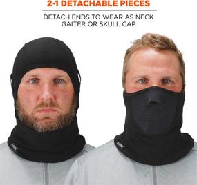 img 2 attached to Balaclava Winter Face Mask with Detachable Top and Bottom, Neoprene Material, Hard Hat Straps, Ergodyne N-Ferno 6827, Black