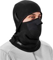 balaclava winter face mask with detachable top and bottom, neoprene material, hard hat straps, ergodyne n-ferno 6827, black logo