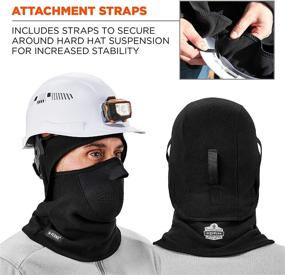 img 1 attached to Balaclava Winter Face Mask with Detachable Top and Bottom, Neoprene Material, Hard Hat Straps, Ergodyne N-Ferno 6827, Black