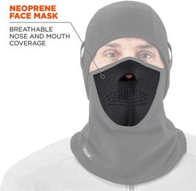 img 3 attached to Balaclava Winter Face Mask with Detachable Top and Bottom, Neoprene Material, Hard Hat Straps, Ergodyne N-Ferno 6827, Black