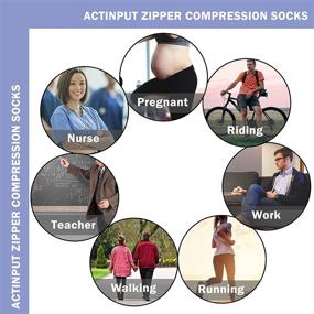 img 1 attached to 🧦 Highly Supportive Toe Open Compression Socks: Zippered Knee High Leg Stockings - 2 Pairs