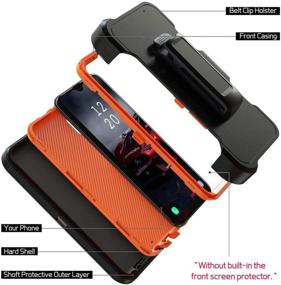 img 2 attached to 📱 Samsung Galaxy A10e Case - Heavy Duty Hard Shockproof Shield with Belt Clip Holster for 2019 Samsung Galaxy A10E (Black/Orange)