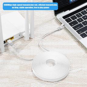 img 1 attached to 🔌 Aoforz - Кабель Ethernet Cat 6, 30 футов - Белый, Плоский, Кабель высокоскоростной сети Интернета с кабельными клипсами - Компьютерный кабель с неповредимыми разъемами RJ45 - (30 футов, Белый)