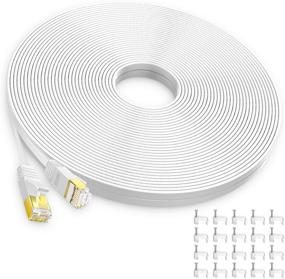 img 4 attached to 🔌 Aoforz - Кабель Ethernet Cat 6, 30 футов - Белый, Плоский, Кабель высокоскоростной сети Интернета с кабельными клипсами - Компьютерный кабель с неповредимыми разъемами RJ45 - (30 футов, Белый)