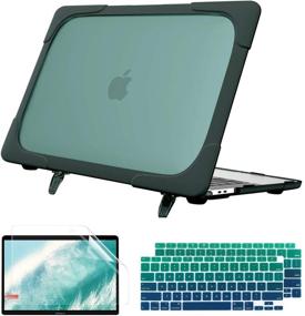 img 4 attached to 👜 Batianda Heavy Duty Shockproof Hard Shell Case for MacBook Air 13 Inch 2020 2019 2018 Model A2337 M1 A2179 A1932 with Touch ID - Deep Teal + Fold Kickstand & Keyboard Cover Skin