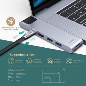 img 1 attached to 🔌 Falwedi 7-in-2 USB-C Hub with Thunderbolt 3: MacBook Pro Adapter for 4K@30Hz HDMI, 100W PD, Ethernet, USB 3.0, SD/TF Card Reader