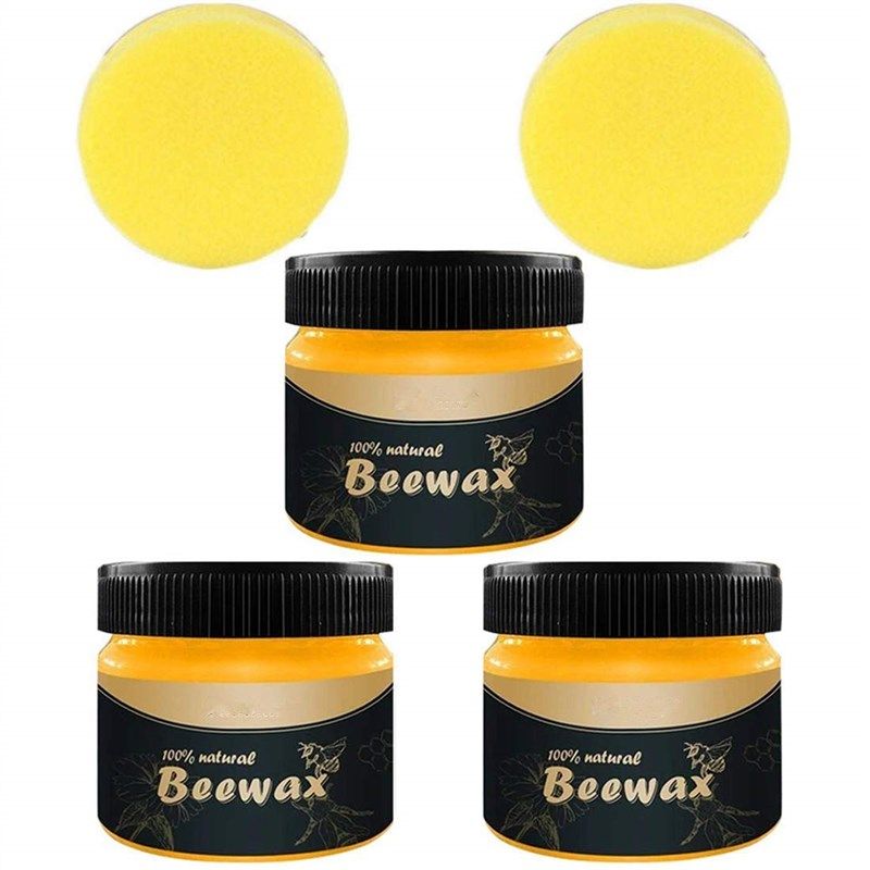 🌿 natural wood seasoning beeswax polish – enhances and protects wood furniture: doors, tables, chairs, cabinets, and floors logo