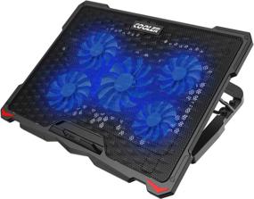 img 4 attached to 🔥 AICHESON Laptop Cooling Pad - 5 Fans for Up to 17.3 Inch Heavy Notebook, Blue LED Lights, 2 USB Ports, S035 (Blue-5fans)
