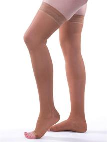 img 2 attached to Allegro Women's Essential 5 Sheer Support Hose: 15-20mmHg, Thigh High, Open Toe Compression Stockings - Comfortable and Stylish