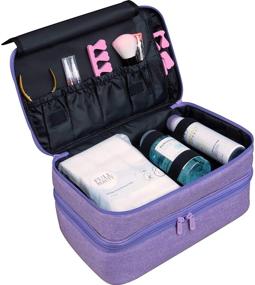 img 1 attached to 💅 ButterFox Large Nail Polish Storage Organizer Holder Bag | Carrying Case for 40-50 Bottles (0.5 fl oz - 0.3 fl oz) | Purple | Includes Pockets for Manicure Accessories