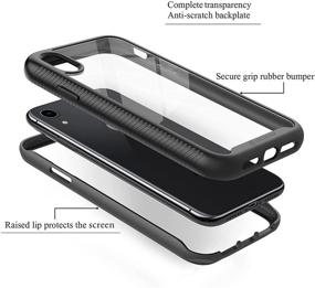 img 2 attached to 📱 CellEver Compatible with iPhone XR Case - Clear Heavy Duty Protective Case with Anti-Slip Grip and 2X Glass Screen Protector - Black - Designed for iPhone XR 6.1 inch