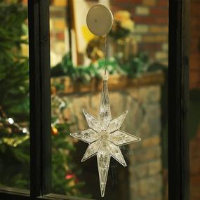 img 3 attached to Mudder 10.8 Inch Bethlehem Christmas Window Star Lights - Plastic Lighted Star Tree Topper Decoration - Large Hanging Stars - LED Star Window Silhouette Decoration for Holidays