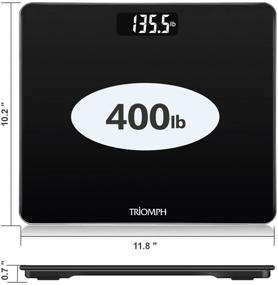 img 3 attached to Triomph Digital Body Weight Bathroom Scale: Step-On Technology, Ultra Slim Design, 400 Pounds Capacity, Black